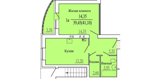 Планировка однокомнатной квартиры литер 15.3